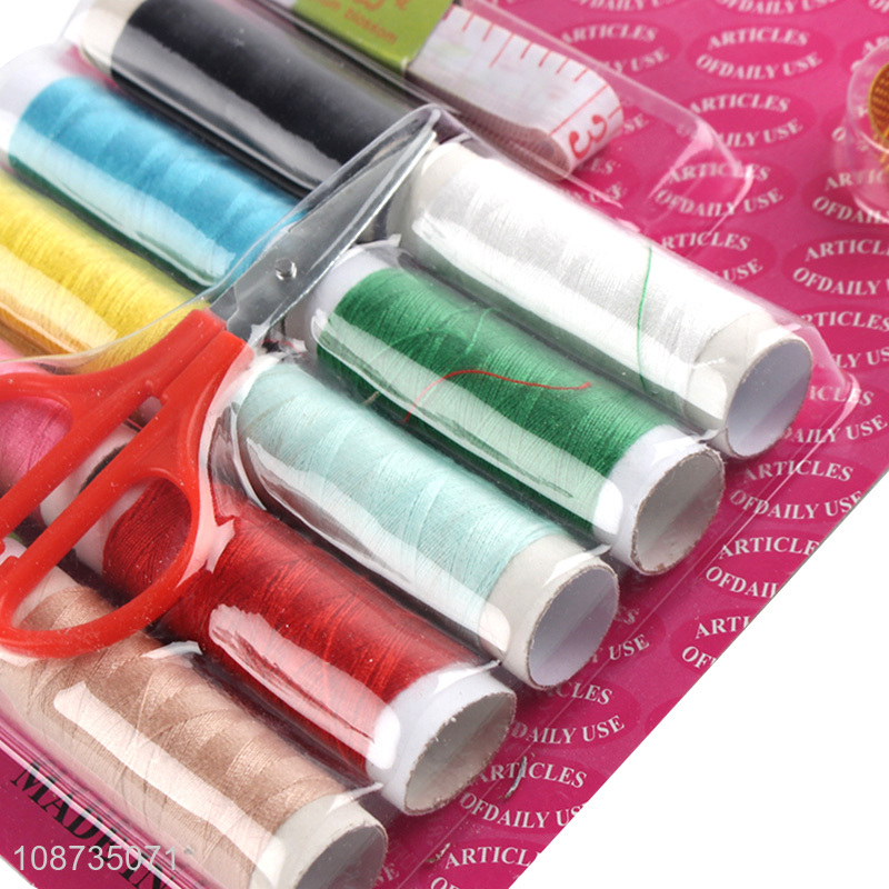 Wholesale sewing kit with needles, threads, thimble, safety pins etc