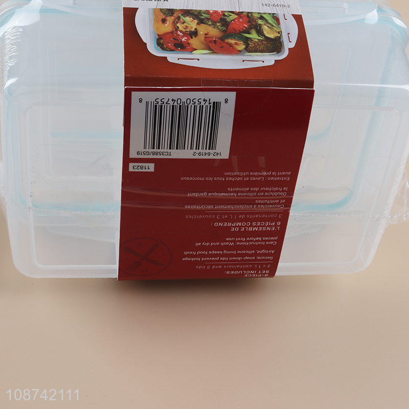 New product 3 pieces leakproof plastic food containers for refrigerator