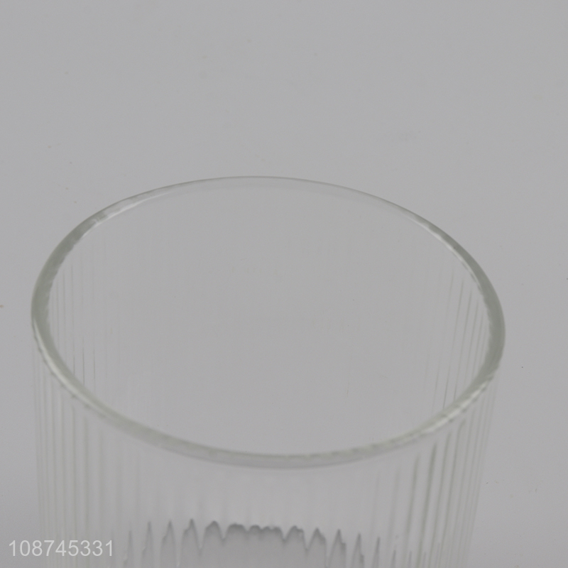 High quality transprent ribbed glass tea cup coffee mug breakfast cup