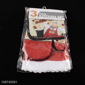 Wholesale kitchen accessories oven mitt pot holder and kitchen towel set