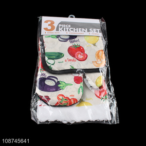 Factory supply kitchen oven mitt pot holder dish towel set for bake shop