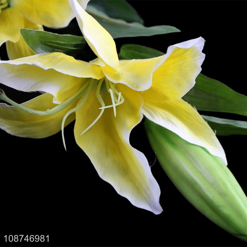 Wholesale 3 head artificial flower fake lily for home table centerpieces