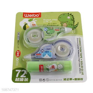 Low price students stationery correction tape and solid glue stick set