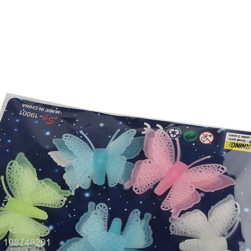 Best price butterfly shaped 3d fluorescent sticker decorative sticker