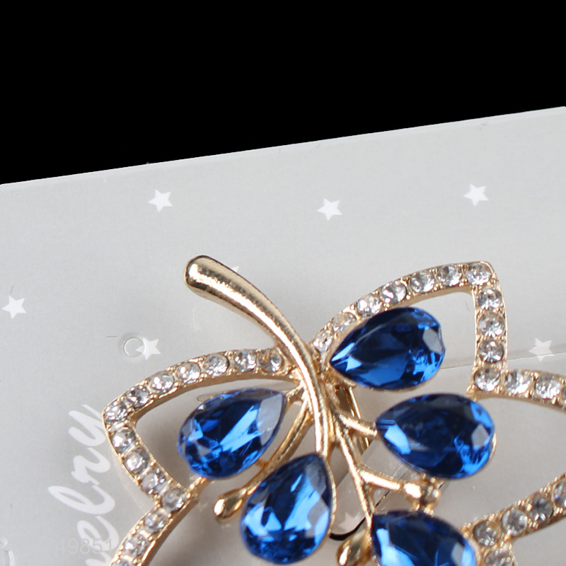 Factory supply elegant rhinestone alloy brooch pin for women girls teen