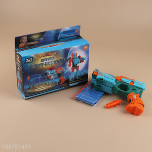 Low price children transform robot soft bullet gun toys for shooting