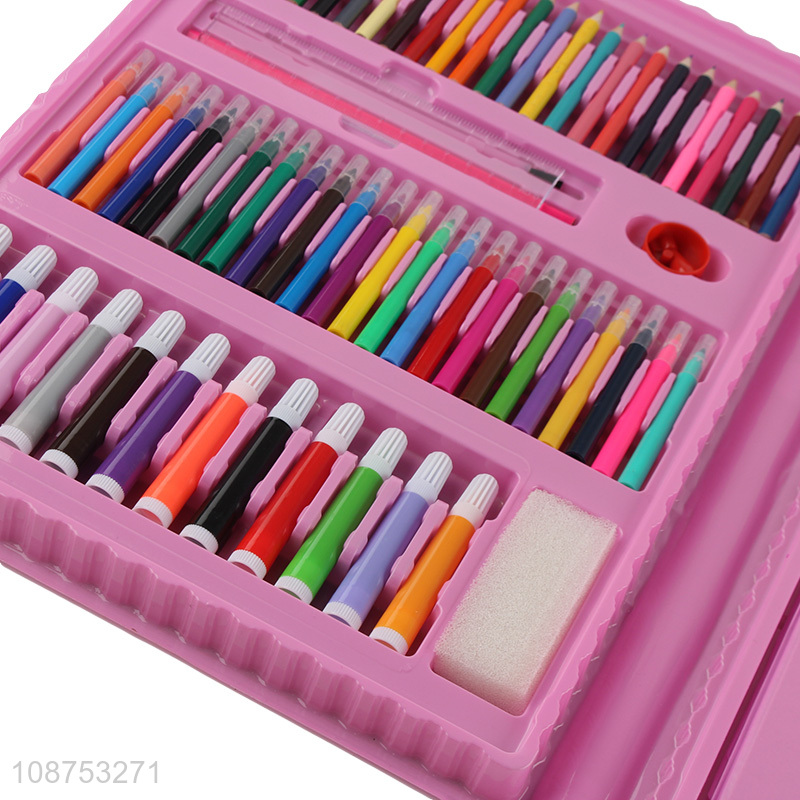 Wholesale 208 pieces art set with wax crayons, watercolor pens, colored pencils etc