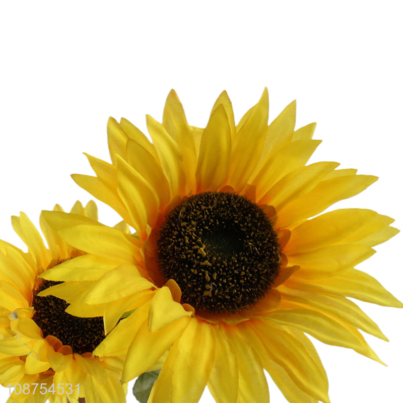 Wholesale 5-head artificial flower long stem faux sunflower for home decor