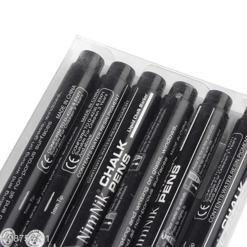 High quality 6 pieces white chalk marker pens whiteboard markers