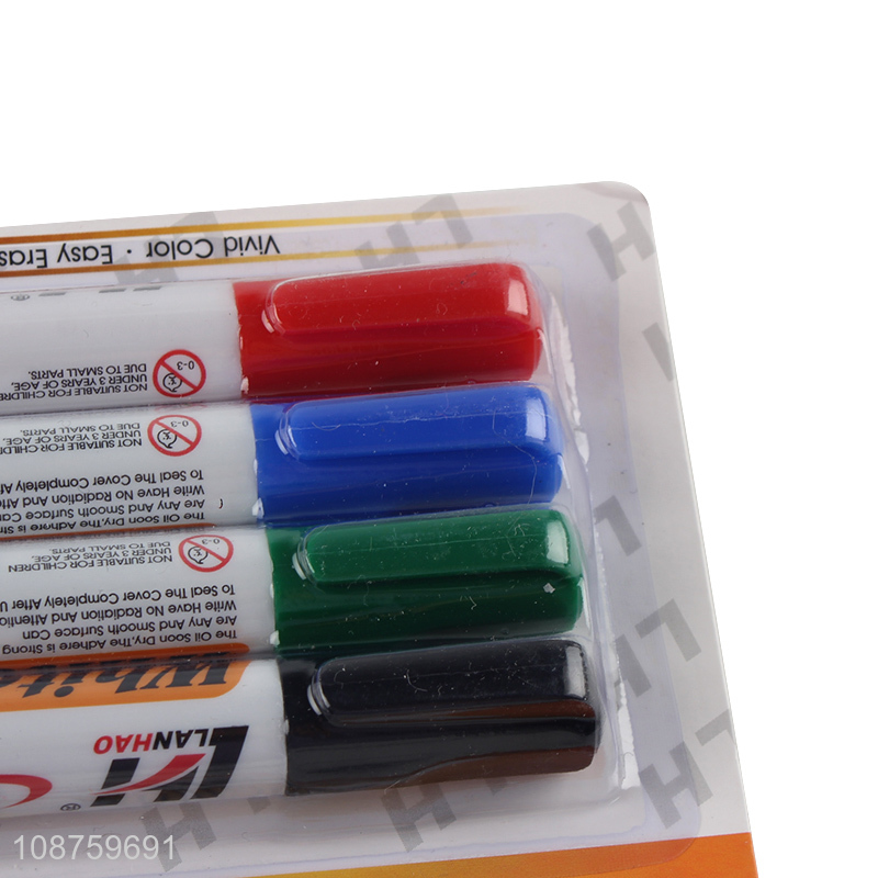 Hot selling 4pcs easy erasing white board marker set