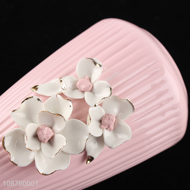 Hot selling pink home décor ceramic flower vase wholesale