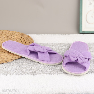 New product comfy non-slip bow cross bands indoor slippers for women