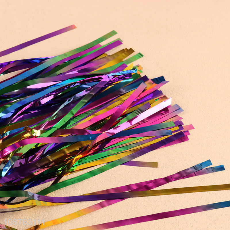 Low price gradient color party decoration foil fringe curtain