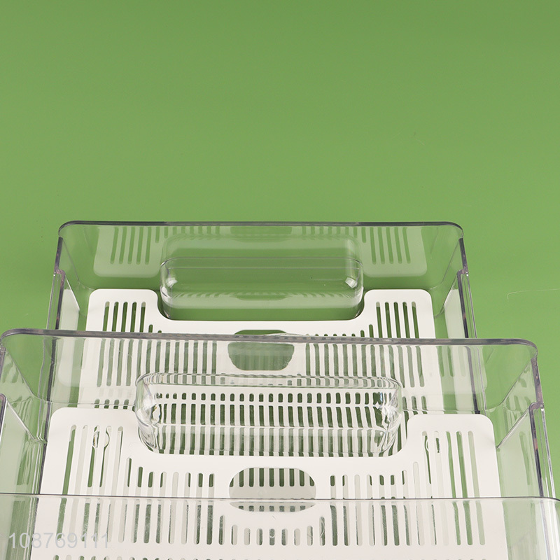 Online wholesale plastic refrigerator organizer bins with drain tray