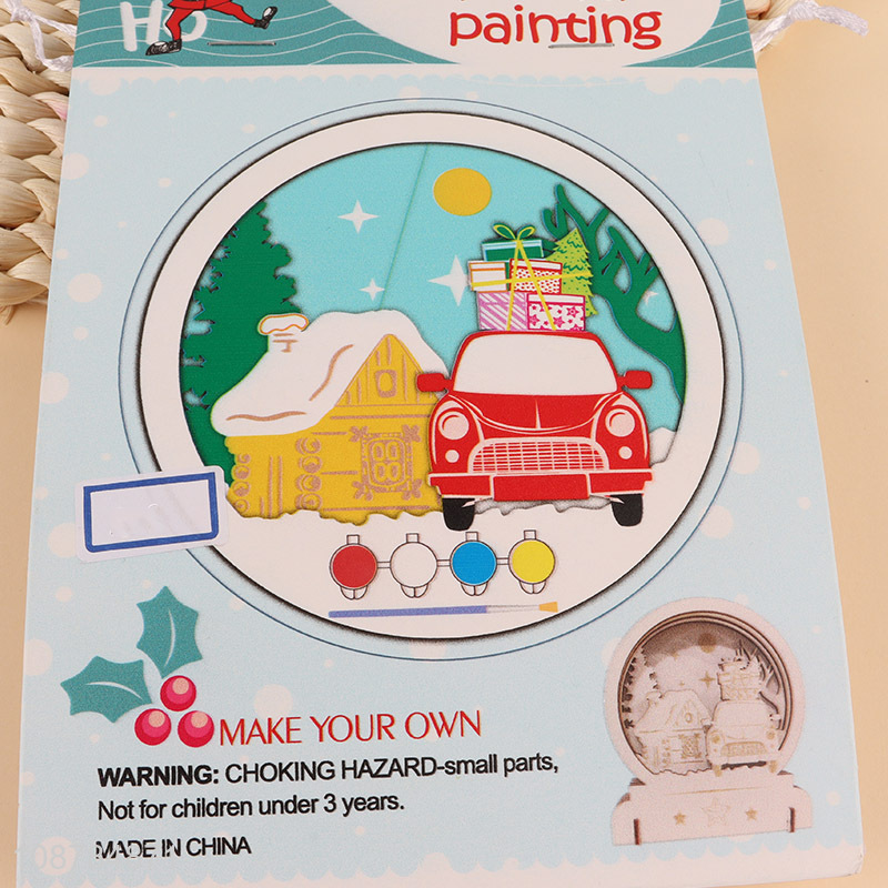 New Product 3D Layered Christmas Wooden Painting Kit For Kids