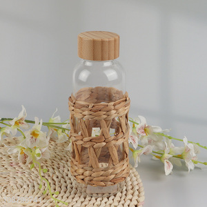 New product natural hand-woven grass glass water bottle