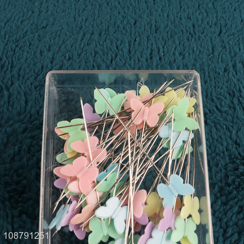 Hot sale colorful straight pins butterfly pins for sewing