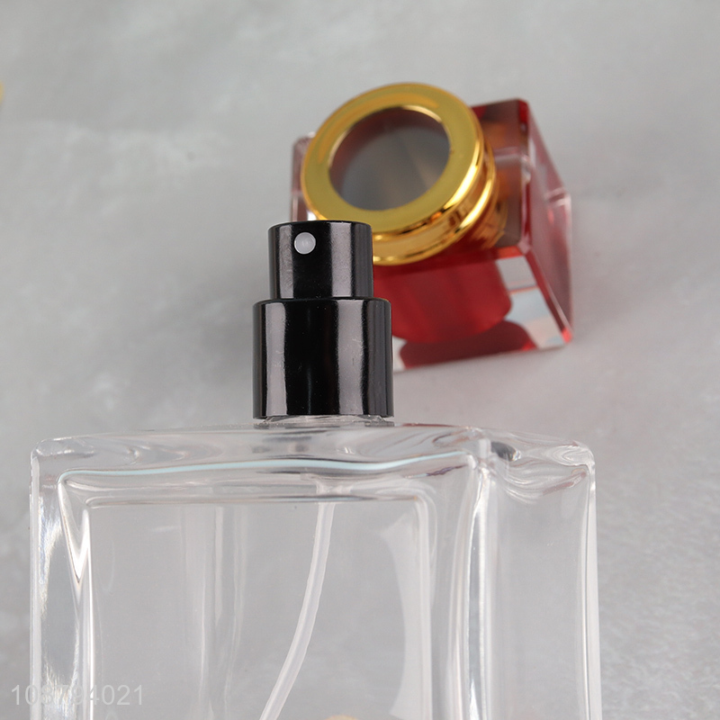 Hot selling square clear glass perfume bottle