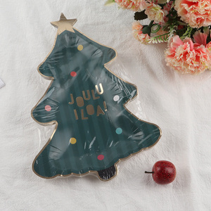 Wholesale 11pcs Christmas tree shaped paper plates for decor