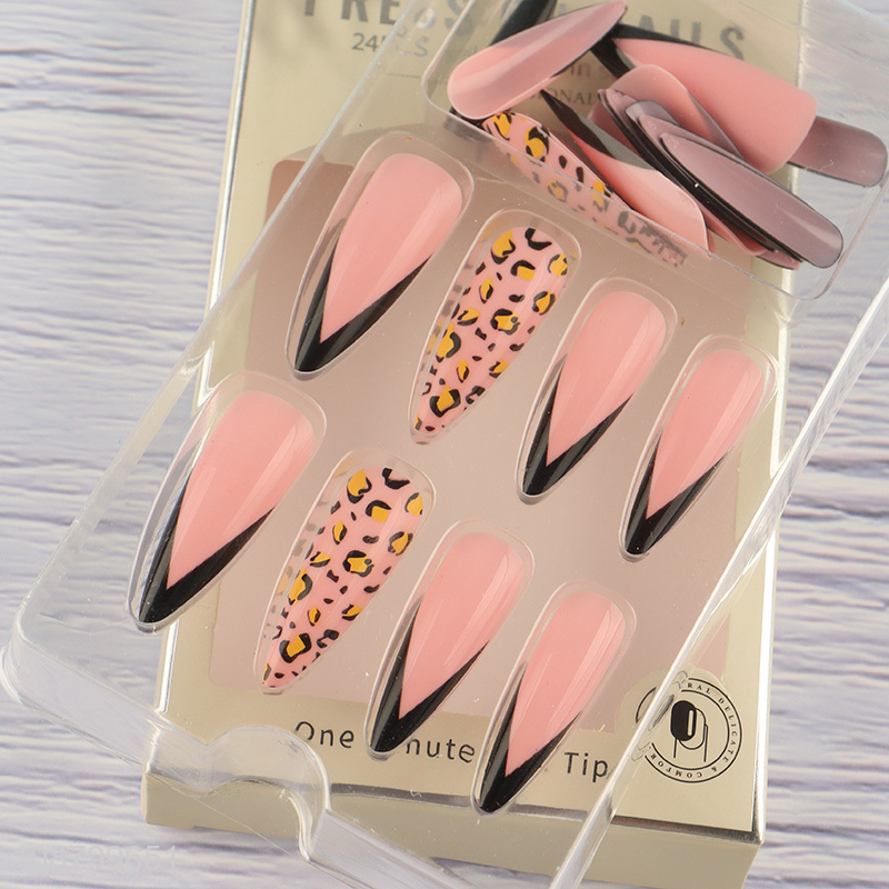 Hot selling 24pcs press on false nails with nail glue