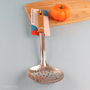 High quality imitation wood grain handle slotted ladle