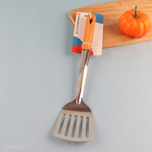 New arrival slotted spatula with imitation wood grain handle