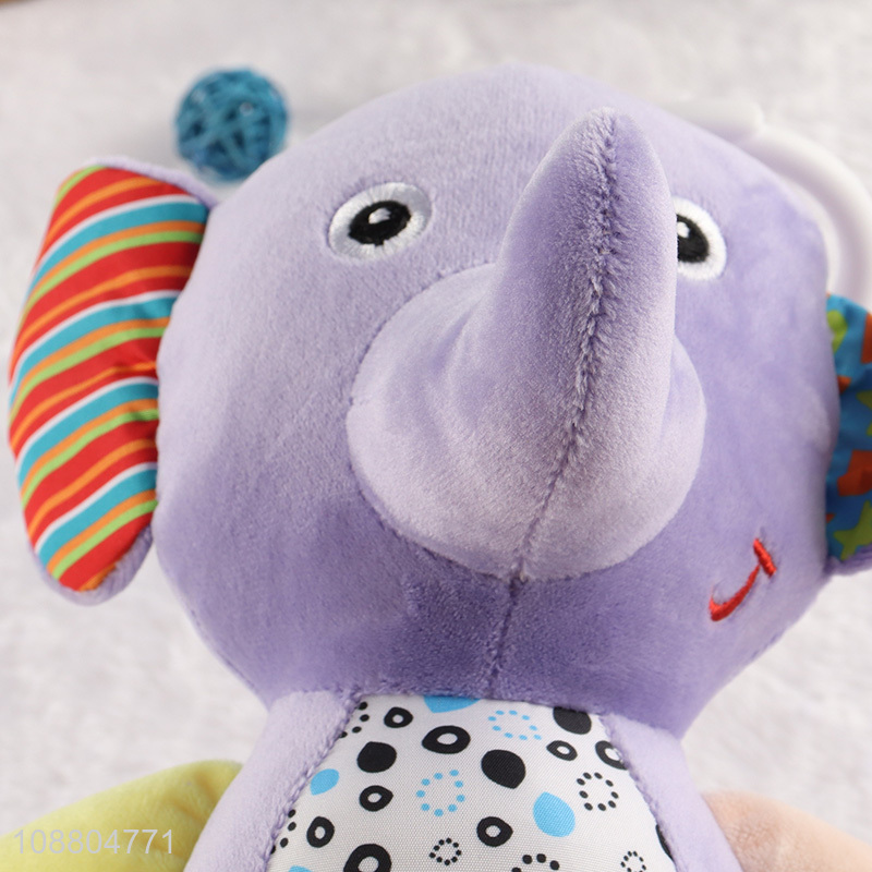 Wholesale hanging soft plush rattle musical toy for babies