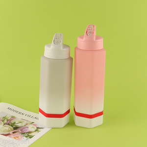 New arrival hexagonal plastic water bottle with flip straw