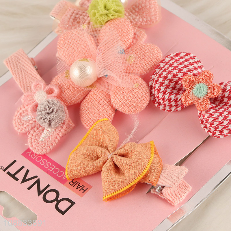 China supplier girls hair accessories 5pcs bowknot hairpin