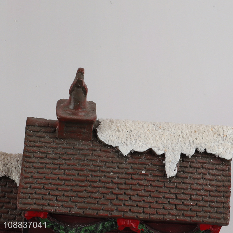 Good quality resin Christmas house figurines tabletop decoration