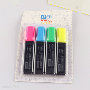 Wholesale 4 colors chisel tip highlighters for office & school