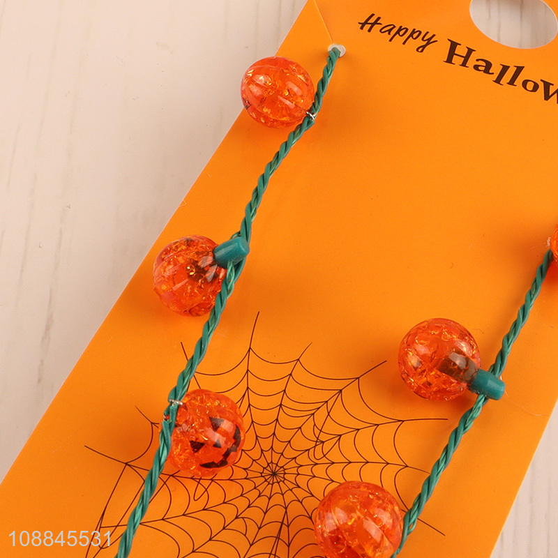 Factory price Halloween flashing light pumpkin necklace for party