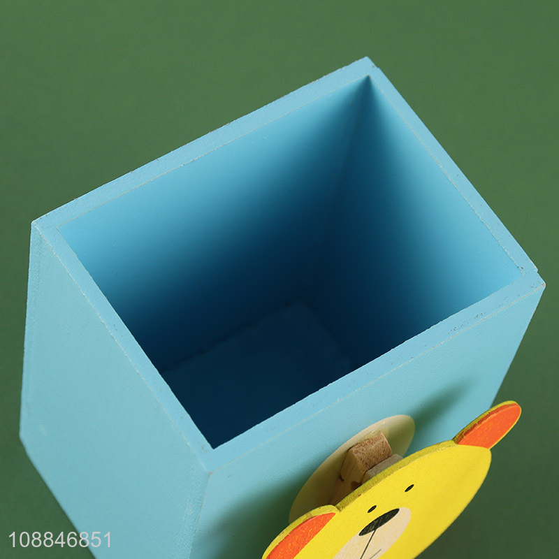 Good quality cartoon wooden pencil storage box pen holder
