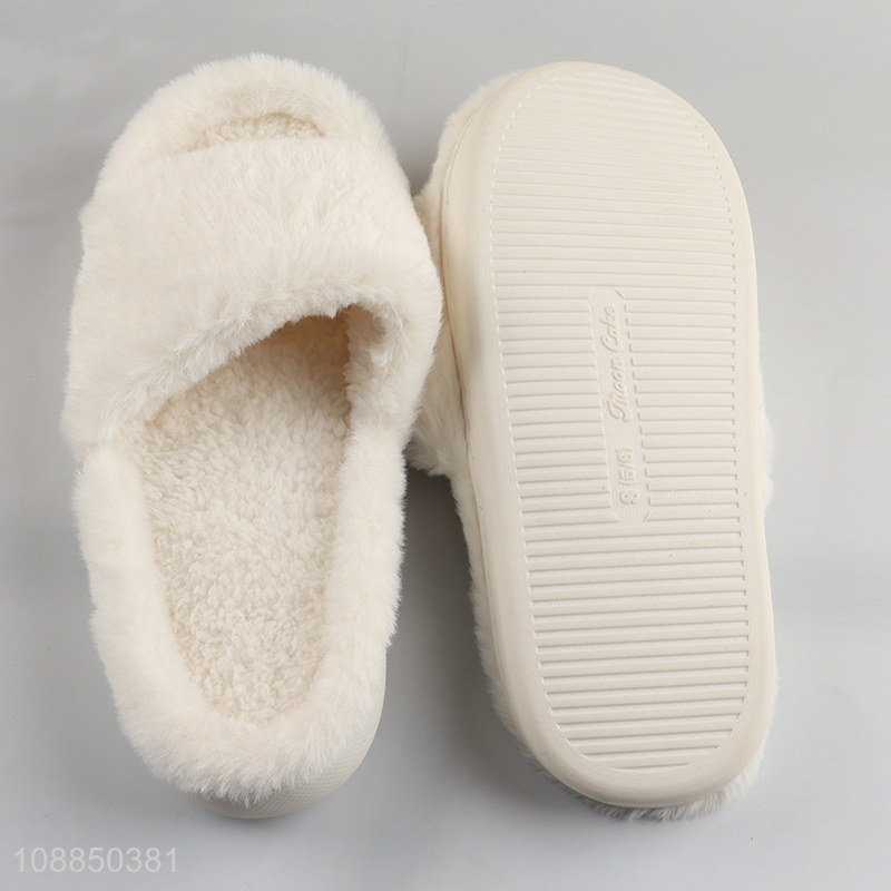 New arrival winter white plush warm slippers for women