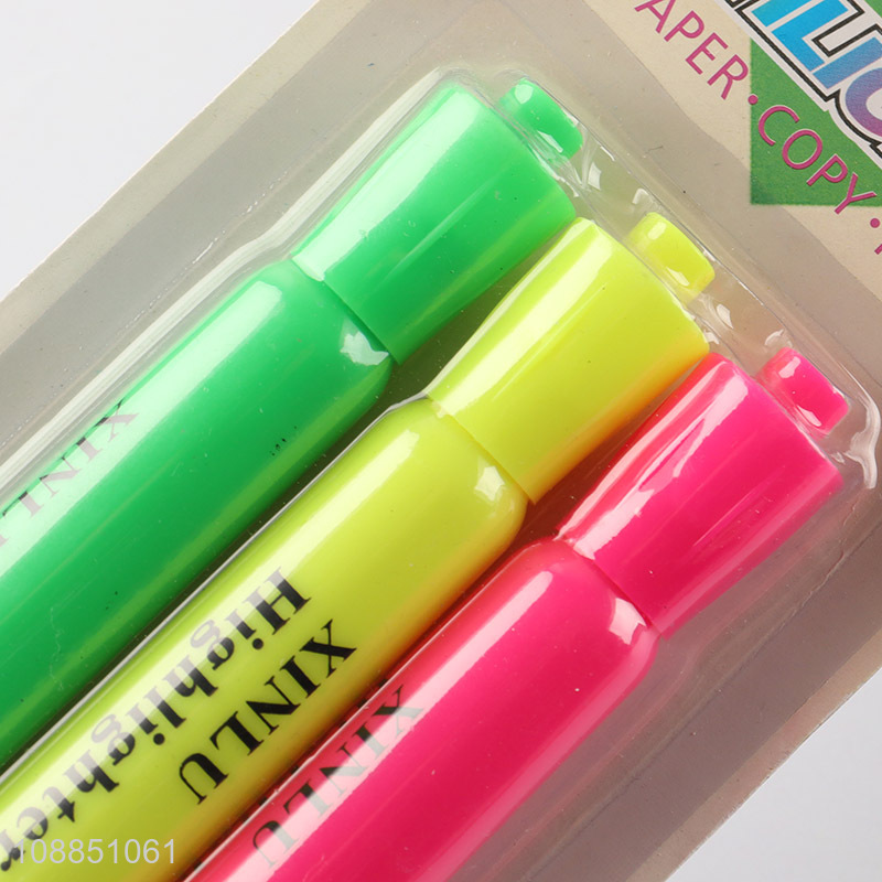 Online wholesale 3 colors chisel tip highlighters for underlining