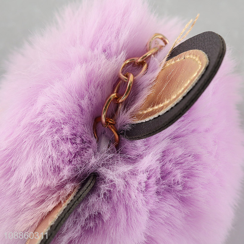 Online wholesale pom pom key chain faux fur  fluffy ball keychain