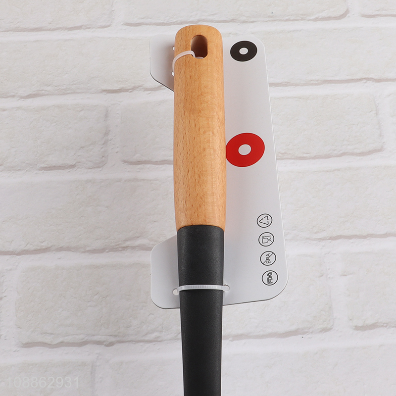 Factory price heat resistant nylon slotted spoon with wooden handle