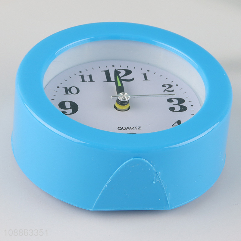 Good selling round blue table clock desk clock for students