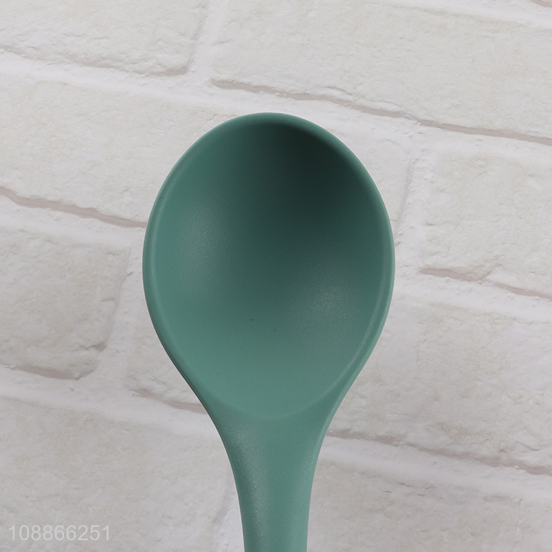 Good quality silicone nylon kitchen cooking spoon with wooden handle