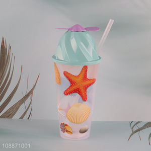 New products plastic shell water cup with straw&lights