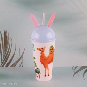 Factory direct sale rabbit ear cartoon straw water cup drinking cup