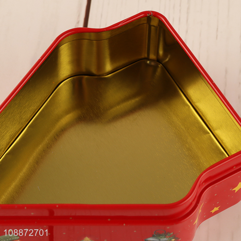 Hot items christmas tree shaped hanging tinplate storage box