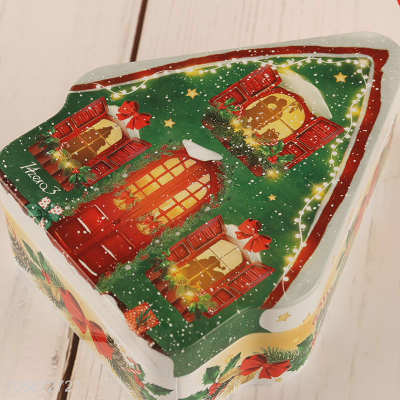 Factory price hanging christmas tinplate storage box for xmas tree