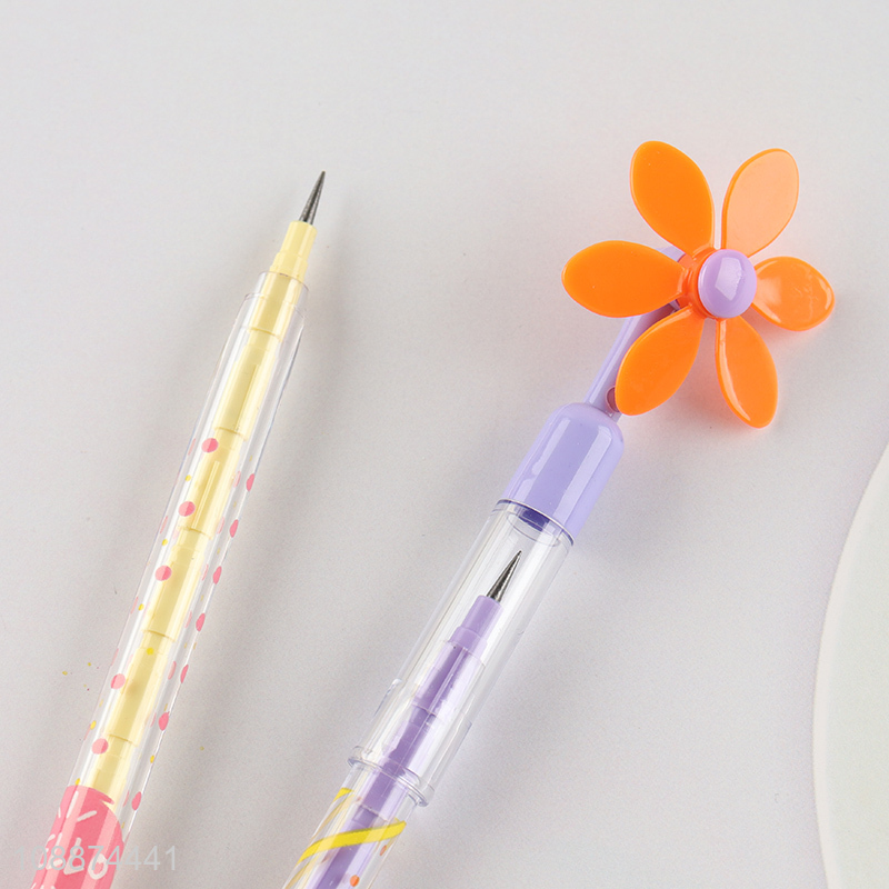 Low price 2pcs flower plastic bullet push pencil for writing tool