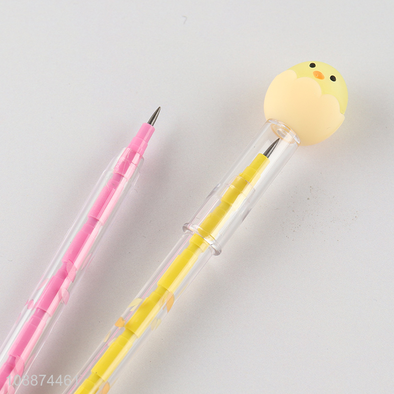 China factory 2pcs students stationery plastic bullet push pencil