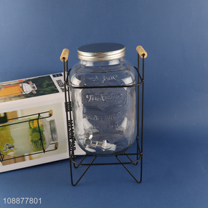 Yiwu market clear 4l glass storage jar with storage holder