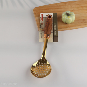 High quality golden kitchen slotted ladle slotted spoon