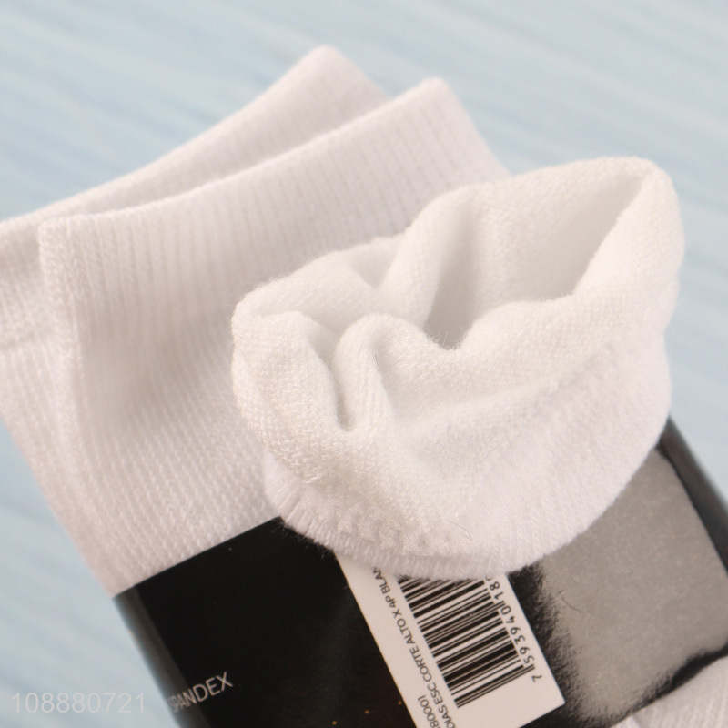 Top selling 4pairs white polyester breathable socks wholesale