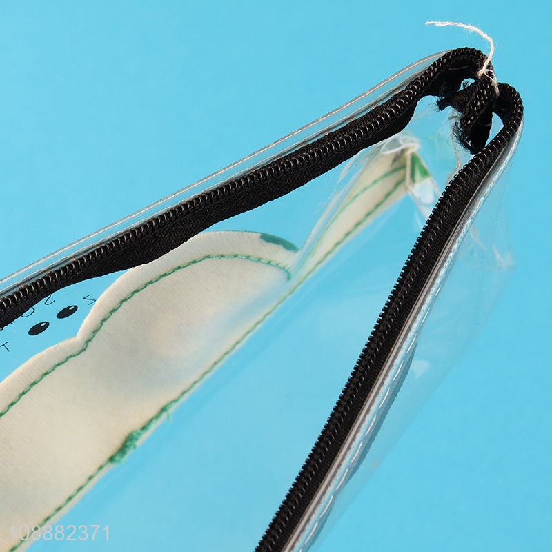 Hot selling transparent frog stationery pencil bag with zipper