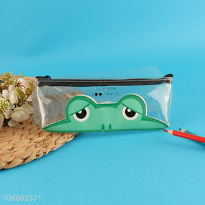 Hot selling transparent frog stationery pencil bag with zipper
